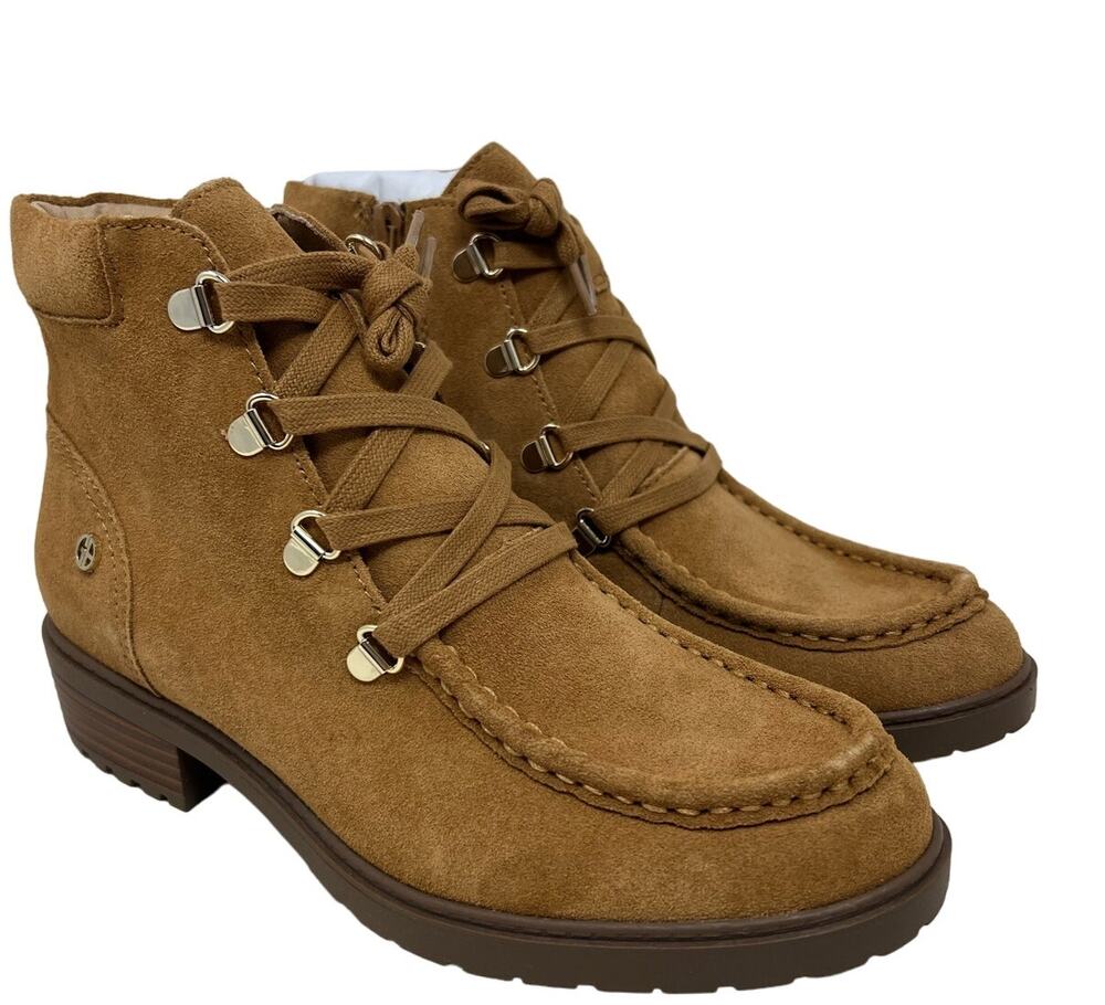 Giani Bernini Bertey Tan Suede Leather Ankle Combat Lace-Up Boots 8